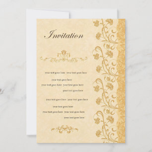 Vintage Floral Invitation Elegant Gold Invitation 