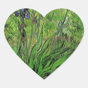 Vintage floral,, Iris by Vincent van Gogh Heart Sticker