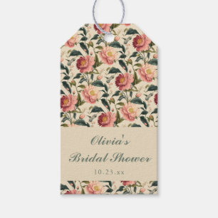 Vintage Floral Ivory Cream Bridal Shower Custom  Gift Tags