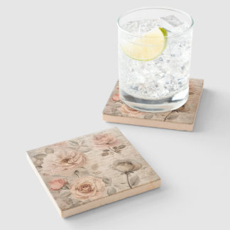Vintage Floral Journal  Stone Coaster