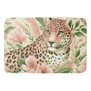 Vintage Floral Jungle Leopard Bath Mat