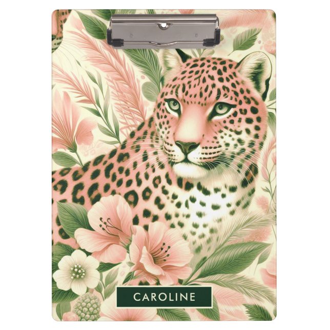 Vintage Floral Jungle Leopard Clipboard (Front)