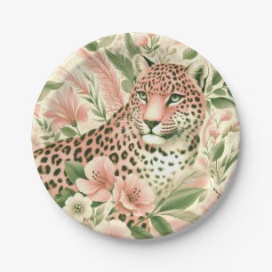 Vintage Floral Jungle Leopard Paper Plate