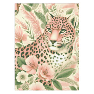 Vintage Floral Jungle Leopard Tablecloth