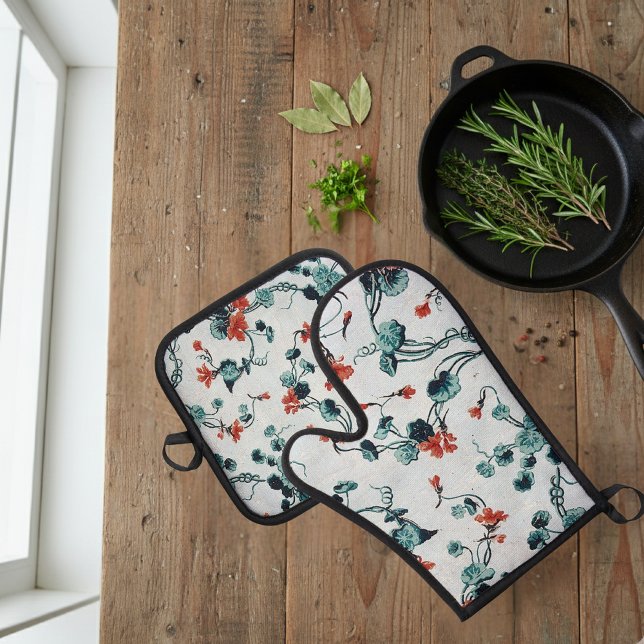 Vintage Floral Kitchen Set - Potholder & Oven Mitt (Creator Uploaded)