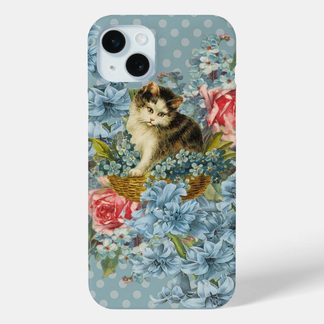 Vintage Floral kitten Case-Mate iPhone Case (Back)