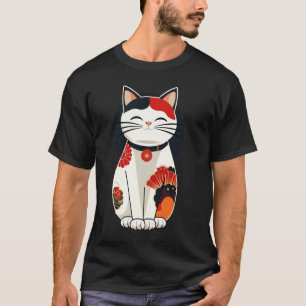 Vintage Floral Kitten Lover Japanese Art Cute Cat T-Shirt