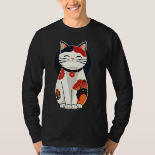 Vintage Floral Kitten Lover Japanese Art Cute Cat T-Shirt