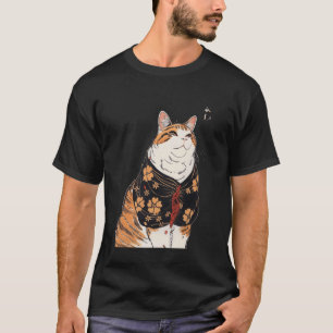 Vintage Floral Kitten Lover Japanese Art Cute Cat T-Shirt