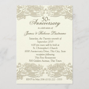 Vintage Floral Lace 50th Anniversary Invitation