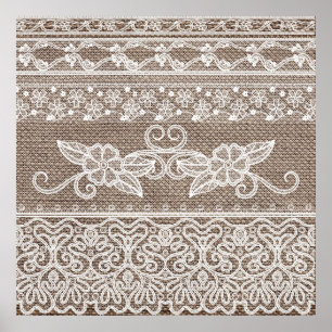 Vintage Floral Lace Art Poster