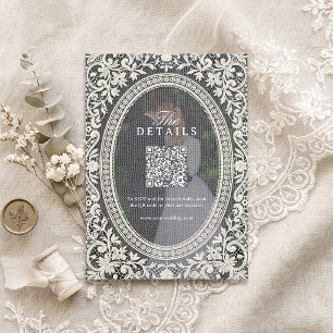 Vintage Floral Lace Frame Photo QR code details Card