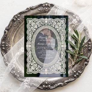 Vintage Floral Lace Photo Happily Ever After Party Invitation