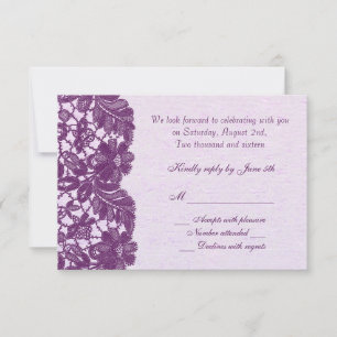 Vintage floral lace purple RSVP