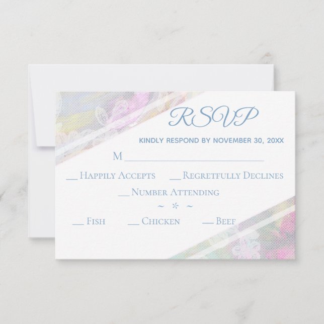 *~*Vintage Floral Lace Romantic Wedding RSVP Card (Front)