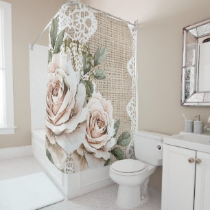 Vintage Floral Lace Shower curtain