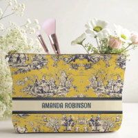 Vintage floral lake yellow toile de jouy monogram