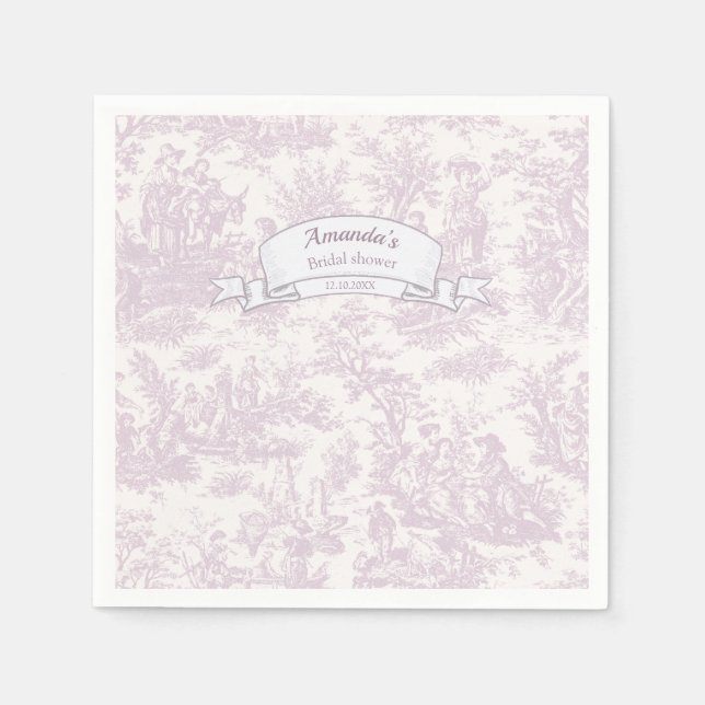 Vintage floral lavender de jouy shower  napkin (Front)