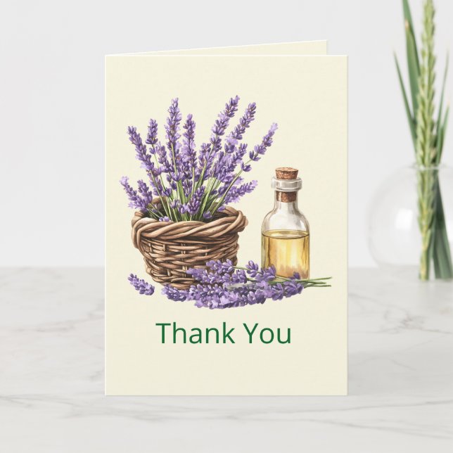 Vintage Floral Lavender Thank You Card (Front)