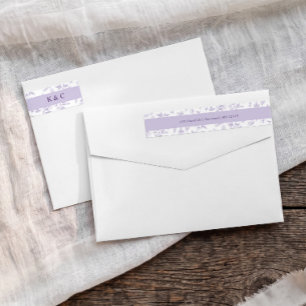 Vintage Floral Lavender Wedding Return Address Wrap Around Label