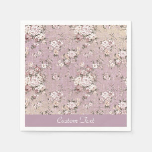 Vintage Floral Lavender White Flowers Personalised Napkin