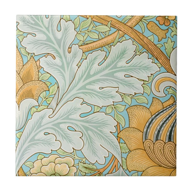 Vintage Floral Leaf Ceramic Tile (Front)