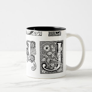 Vintage Floral Letter J Mug