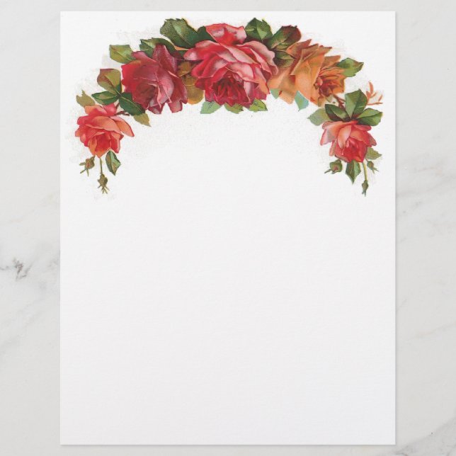 Vintage Floral Letterhead Stationery (Front)