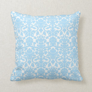Vintage Floral Light Blue Damask Seal Pillow