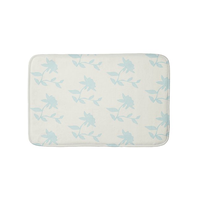 Vintage Floral | Light Blue Flowers Bath Mat (Front)