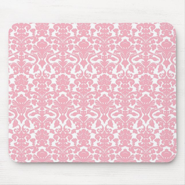 Vintage Floral Light Pink Damask Mousepad (Front)