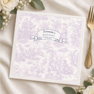 Vintage floral lilac toile de jouy shower napkin