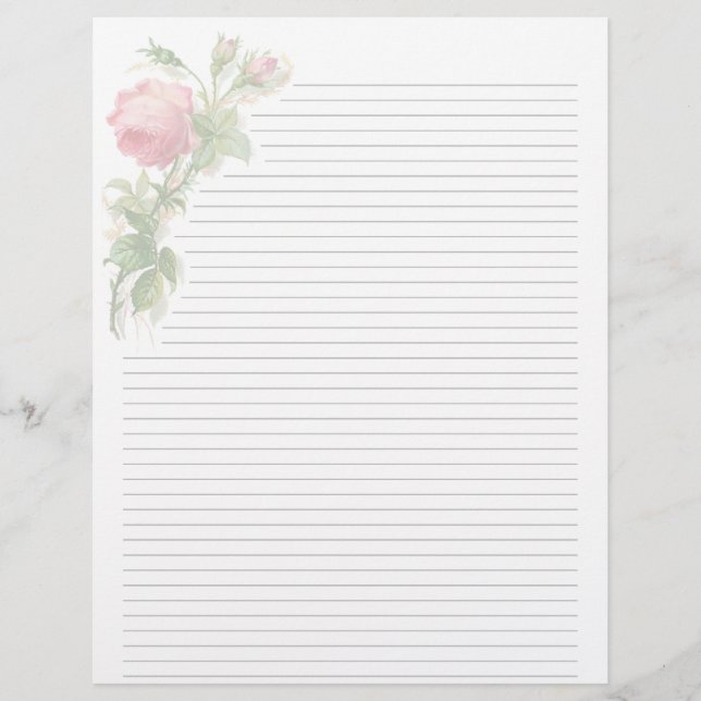 Vintage Floral Lined Letterhead Stationery (Front)