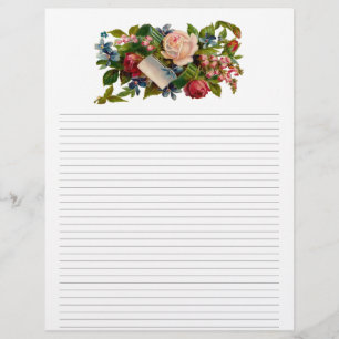 Vintage Floral Lined Letterhead Stationery