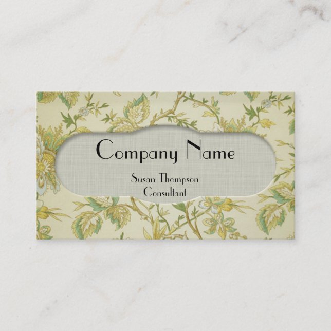 Vintage Floral linen Cut Out Business Card (Front)