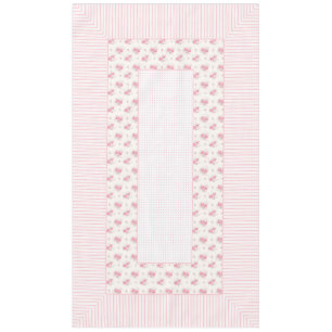 Vintage floral, lines & dots tablecloth 60"x104"