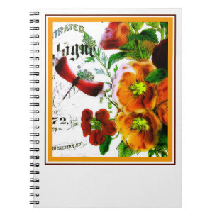vintage floral logo notebook