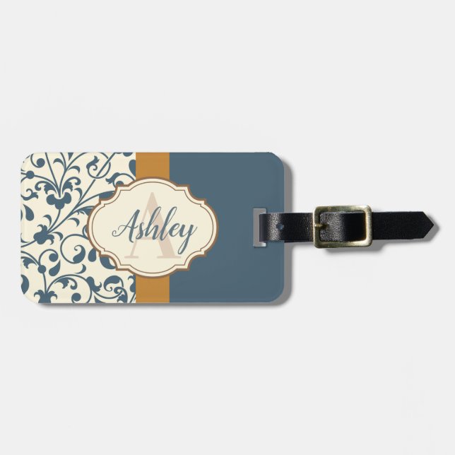 Vintage Floral Luggage Tag (Front Horizontal)