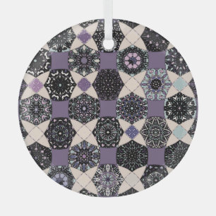 Vintage Floral Mandala: Colourful Seamless Glass Tree Decoration
