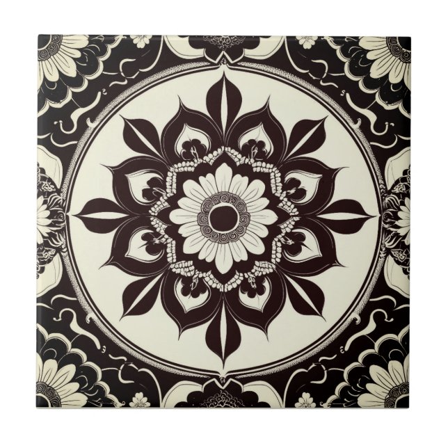 Vintage Floral Mandala Tile (Front)