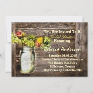 vintage floral mason jar wedding bridal shower invitation