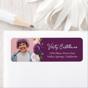 Vintage Floral Mauve Roses Photo Return Address