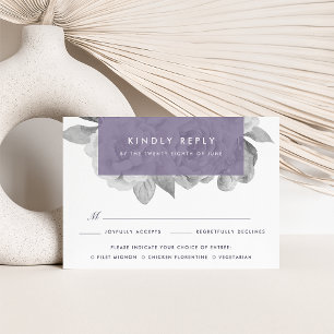 Vintage Floral Meal Choice RSVP Card   Violet