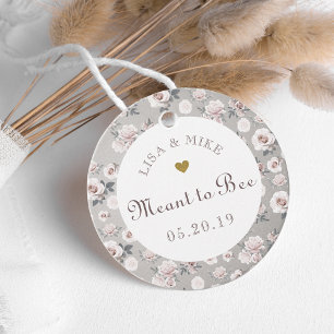 Vintage Floral Meant to Bee Wedding Honey Favour Tags