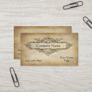 Vintage Floral Medallion Aged Paper Business Card