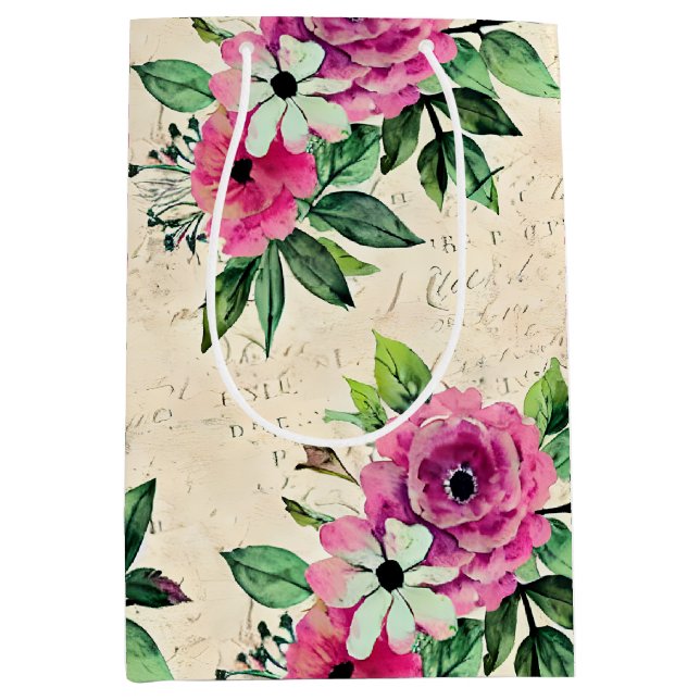 Vintage Floral Medium Gift Bag (Front)