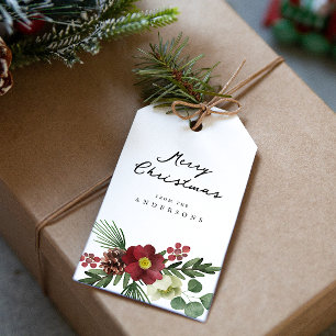 Vintage Floral Merry Christmas Gift Tags