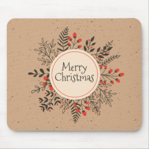 Vintage Floral Merry Christmas   Mousepad