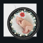 Vintage Floral Merry Christmas Photo Card<br><div class="desc">Vintage themed with hand-drawn flower elements in ivory and teal blue,  this lovely round card sends Christmas greetings with a photo framed in winter florals surrounding your family's photo.  On the back,  customise your message and family information.</div>