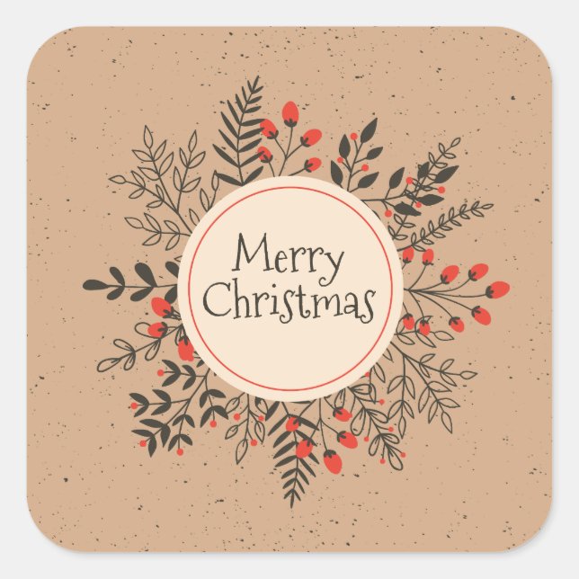 Vintage Floral Merry Christmas | Sticker Seal (Front)